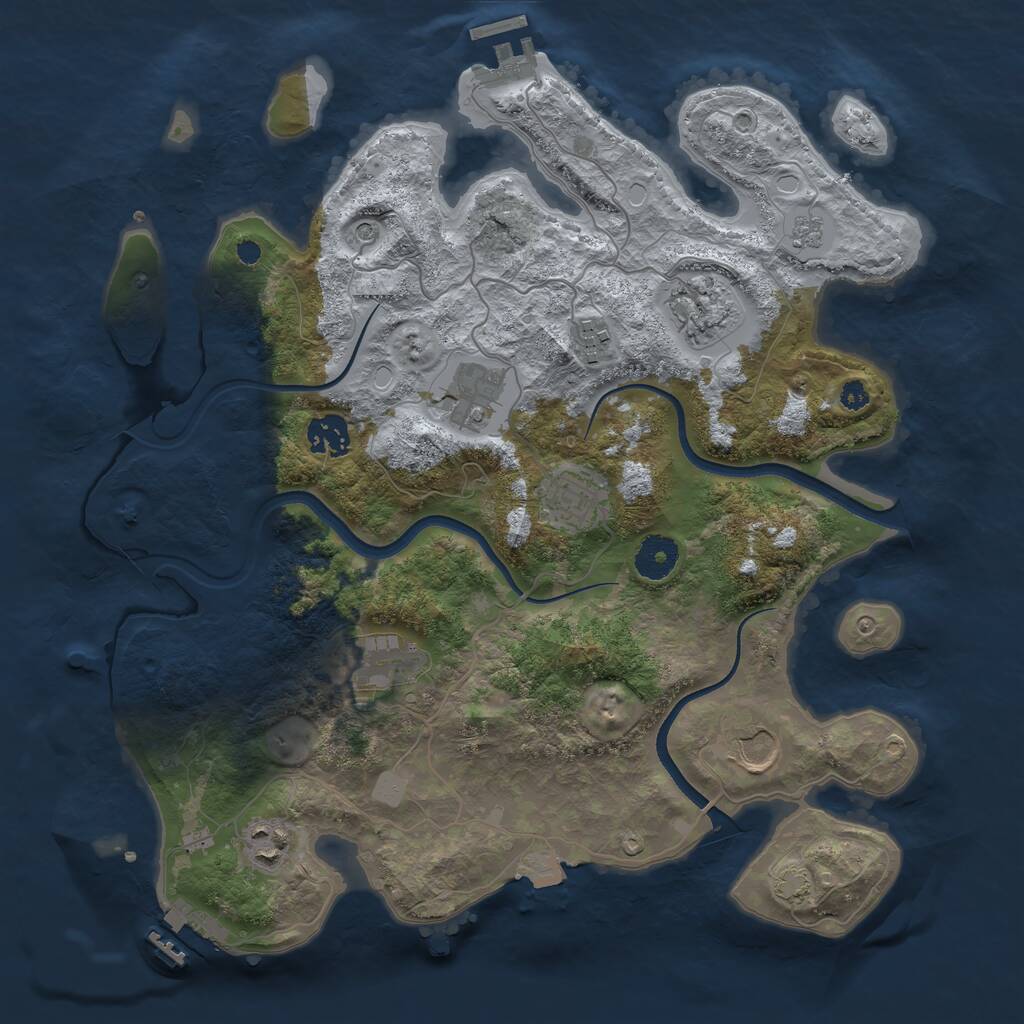 Rust Map: Procedural Map, Size: 3550, Seed: 697343, 14 Monuments