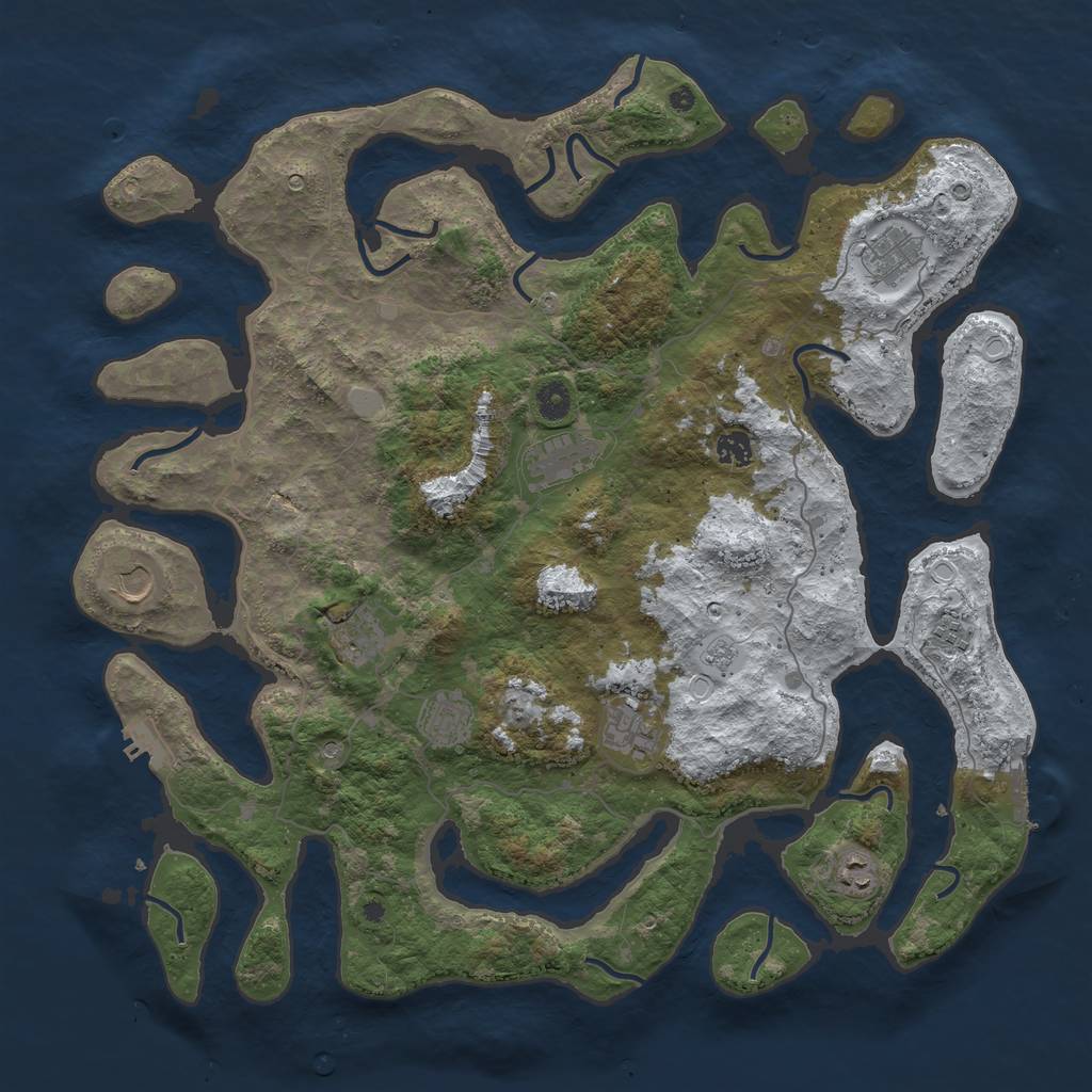 Rust Map: Procedural Map, Size: 4500, Seed: 1255060, 18 Monuments
