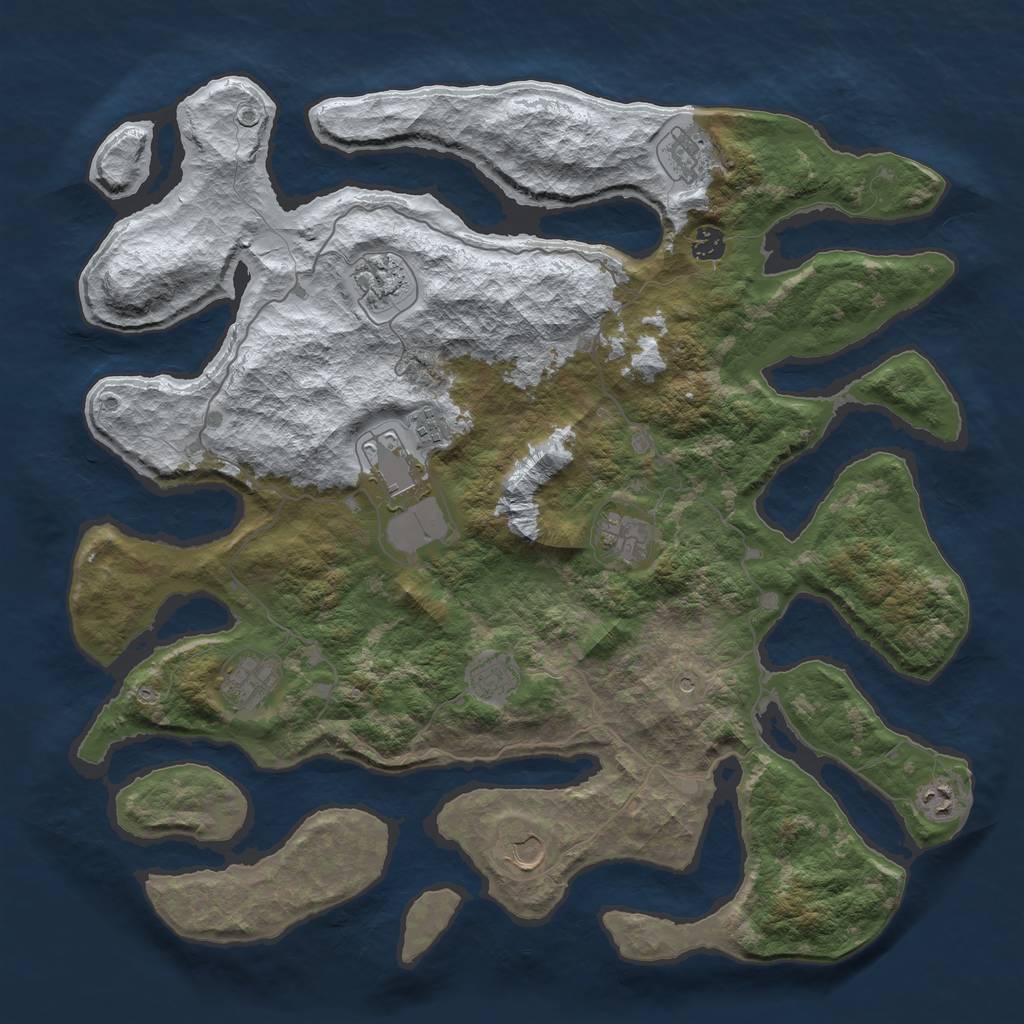 Rust Map: Barren, Size: 4500, Seed: 523, 13 Monuments