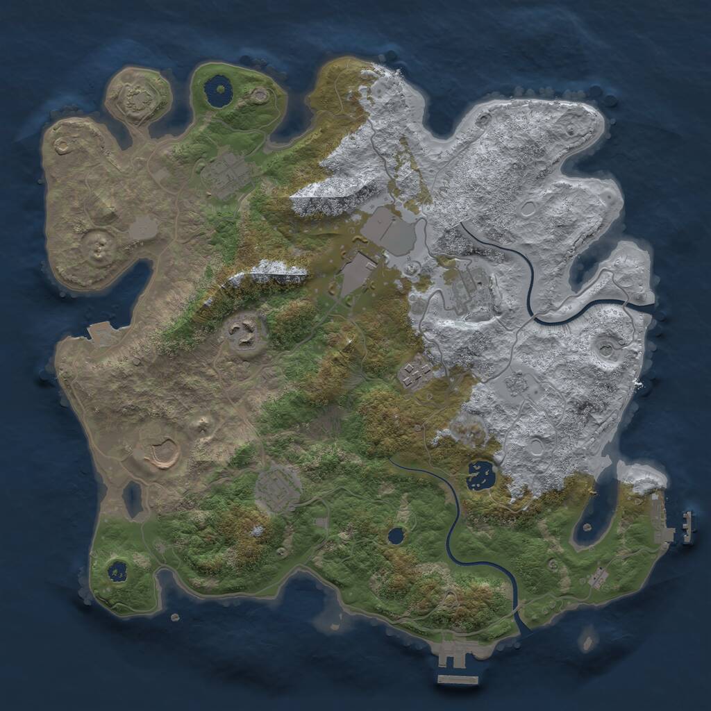 Rust Map: Procedural Map, Size: 3550, Seed: 732395, 14 Monuments