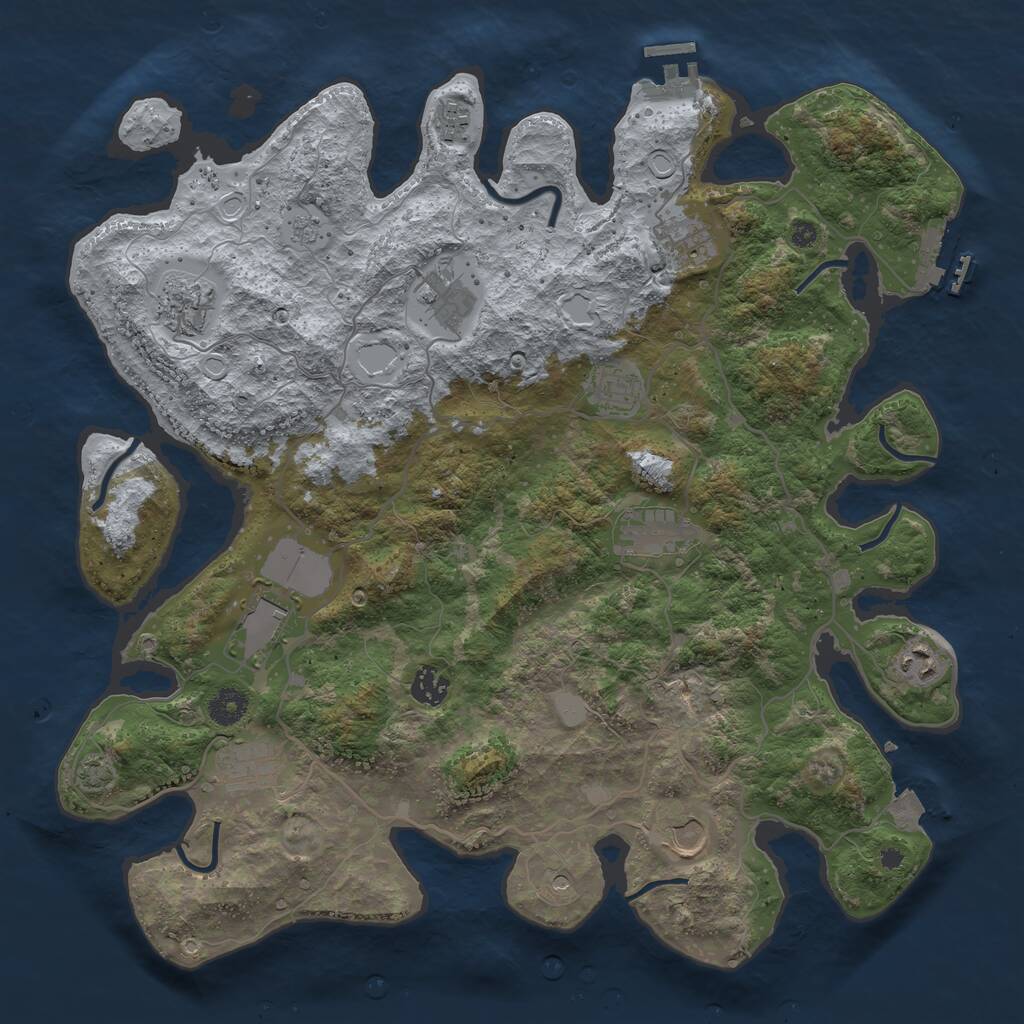 Rust Map: Procedural Map, Size: 4000, Seed: 721158, 17 Monuments