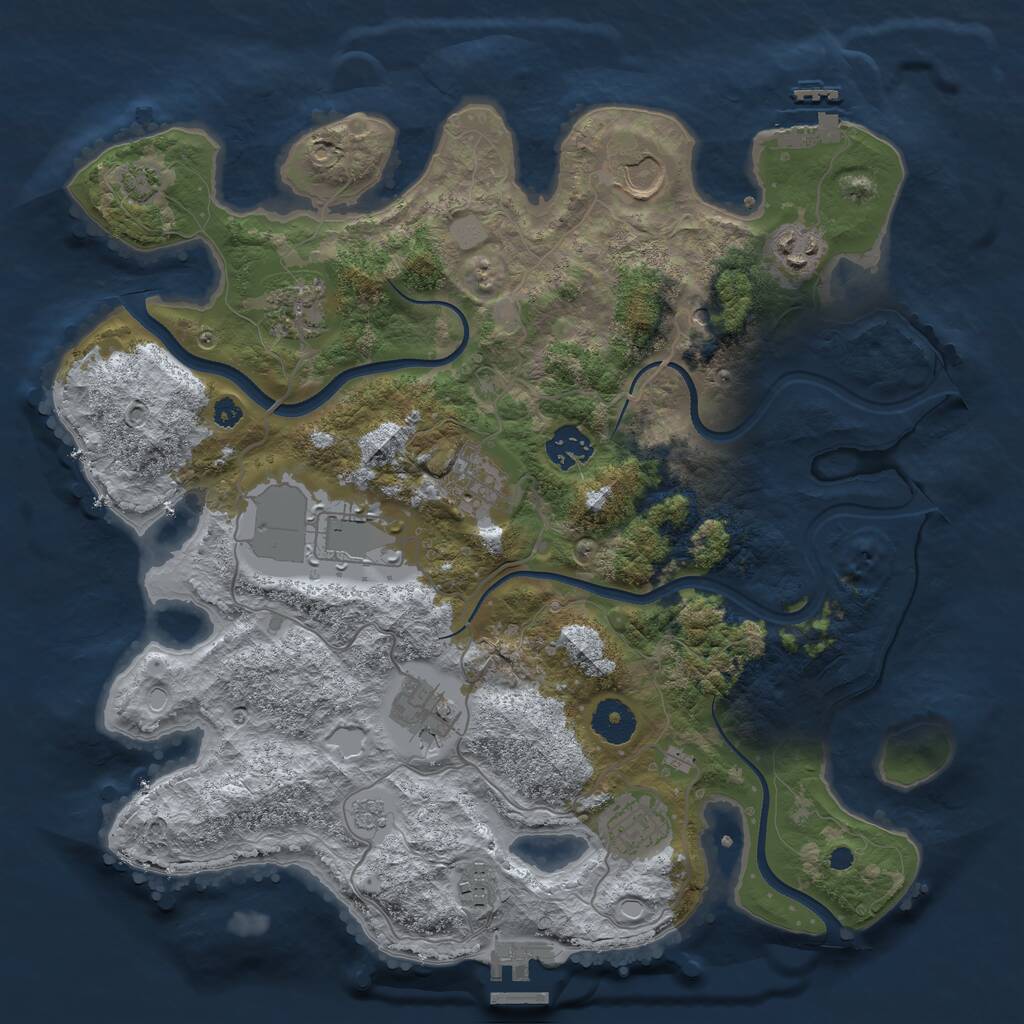 Rust Map: Procedural Map, Size: 3550, Seed: 15258, 15 Monuments