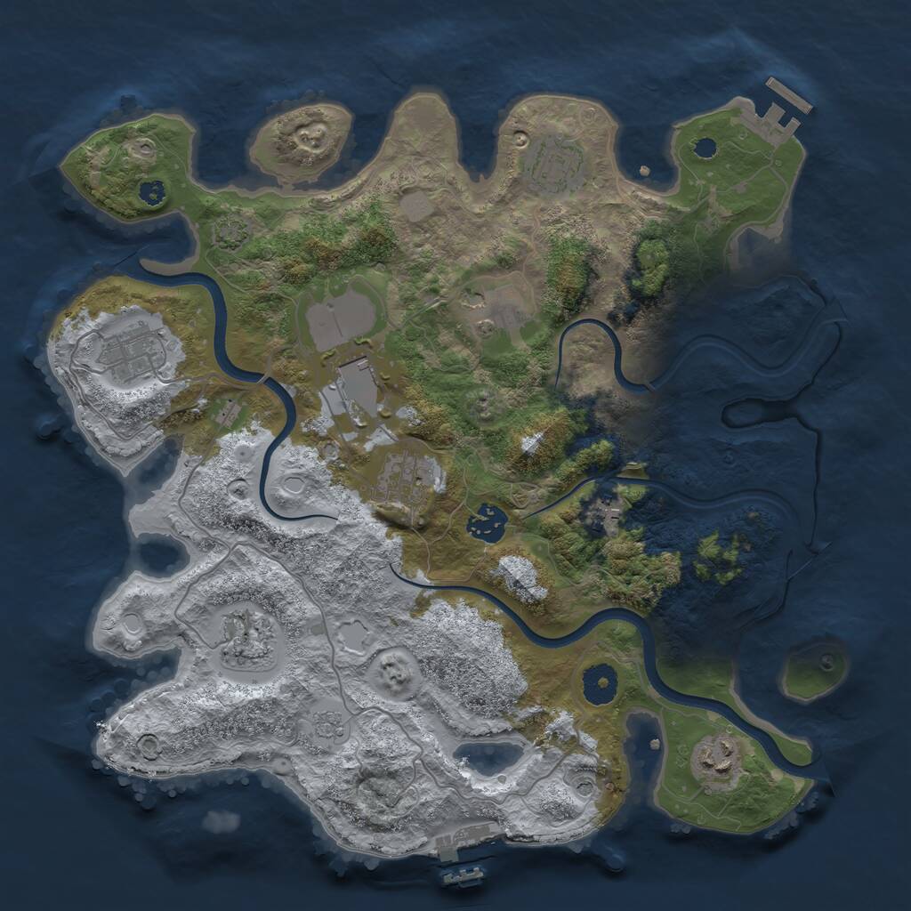 Rust Map: Procedural Map, Size: 3550, Seed: 15258, 15 Monuments