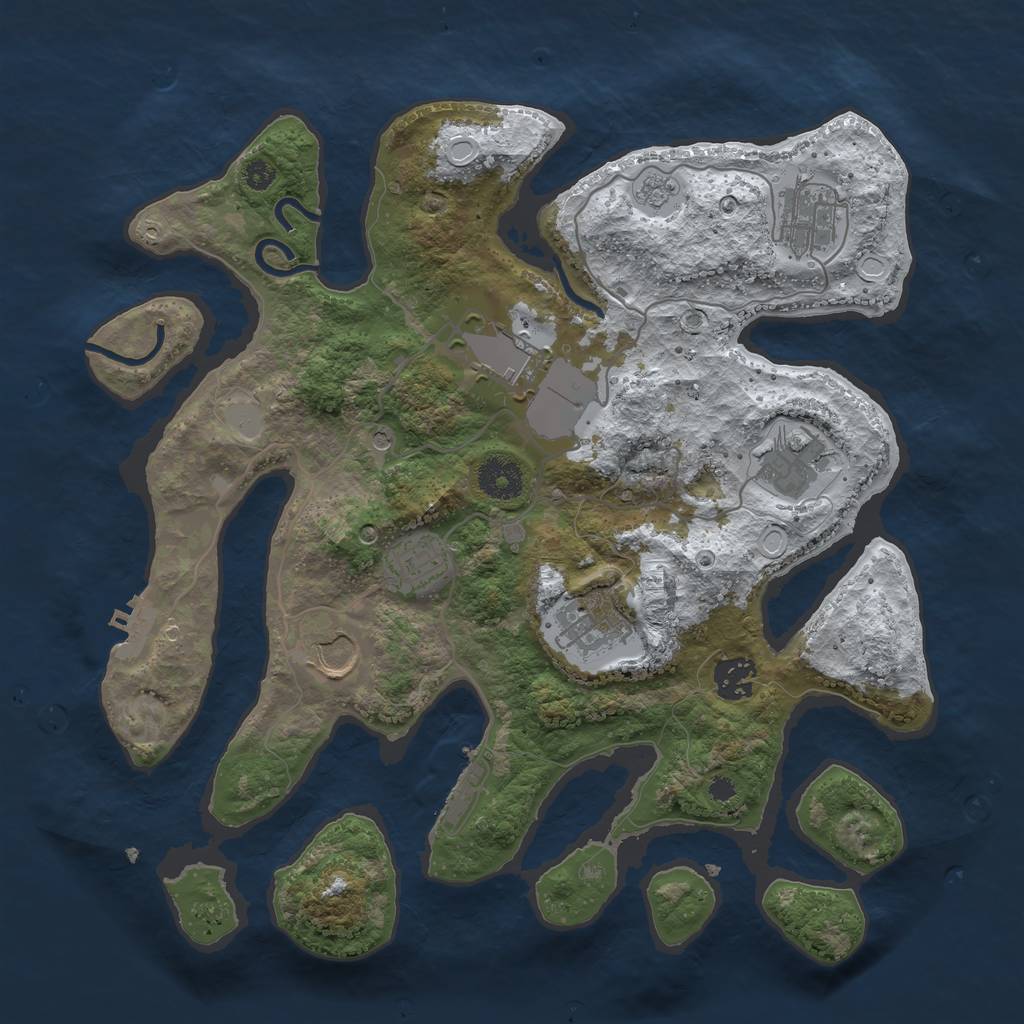 Rust Map: Procedural Map, Size: 3500, Seed: 773456, 16 Monuments