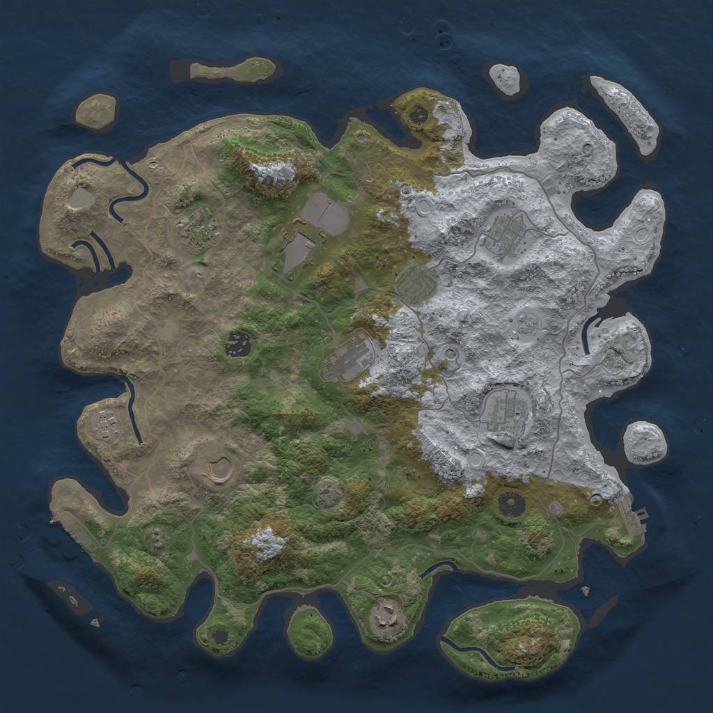 Rust Map: Procedural Map, Size: 4000, Seed: 788341, 18 Monuments