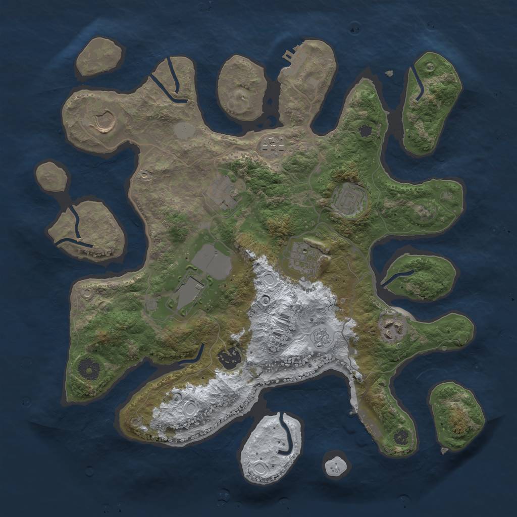 Rust Map: Procedural Map, Size: 3550, Seed: 252337, 16 Monuments