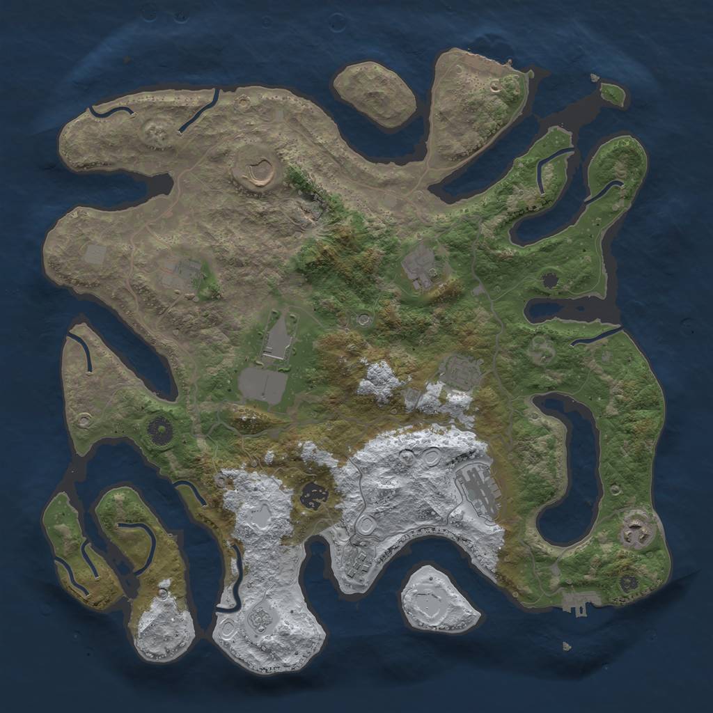 Rust Map: Procedural Map, Size: 4000, Seed: 374236, 18 Monuments