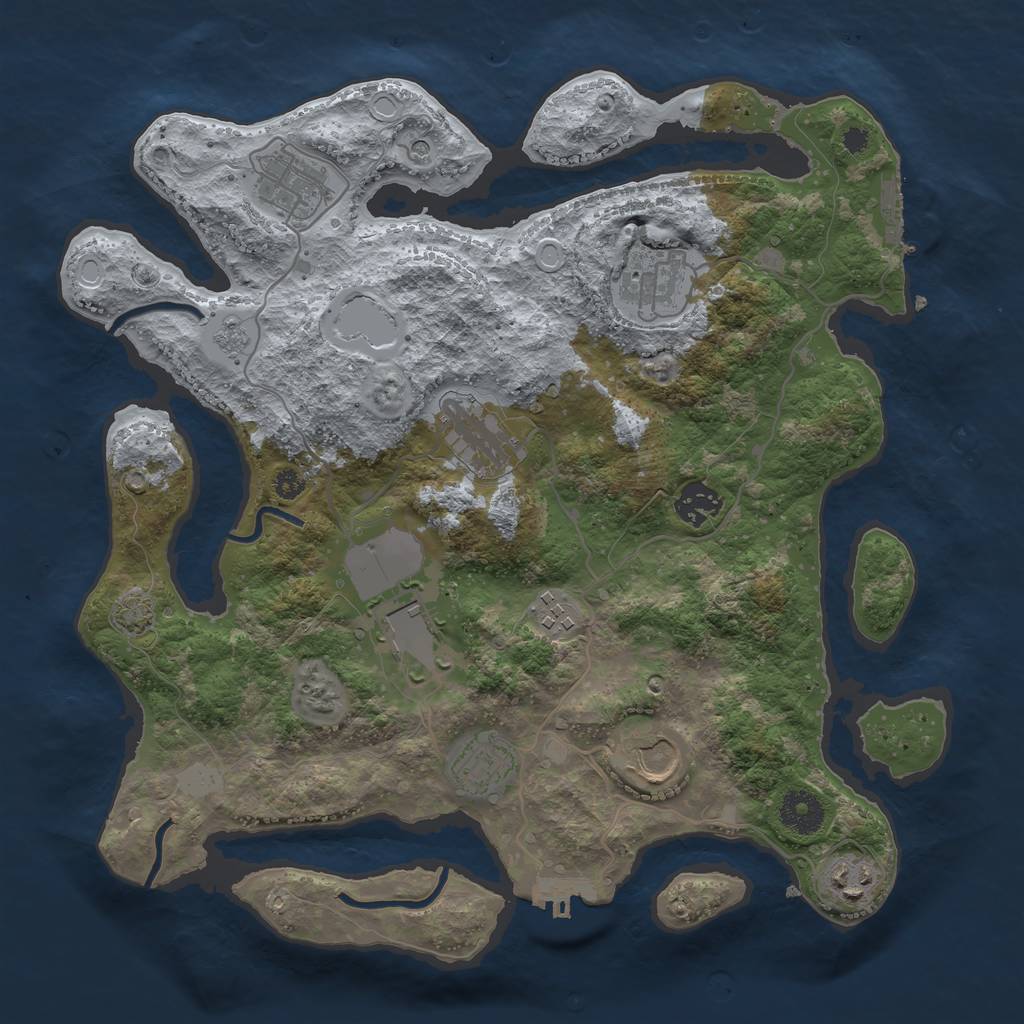 Rust Map: Procedural Map, Size: 3500, Seed: 2342060, 17 Monuments
