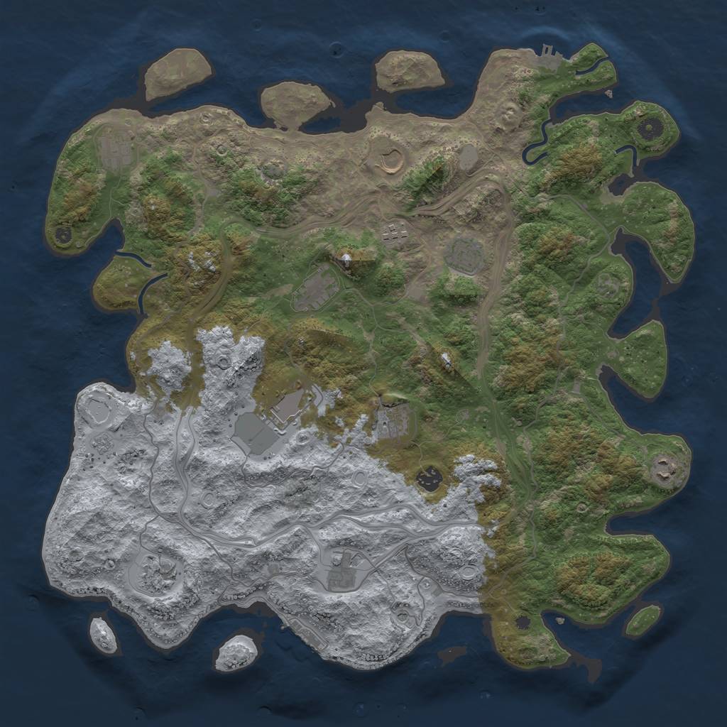Rust Map: Procedural Map, Size: 4500, Seed: 6096773, 19 Monuments