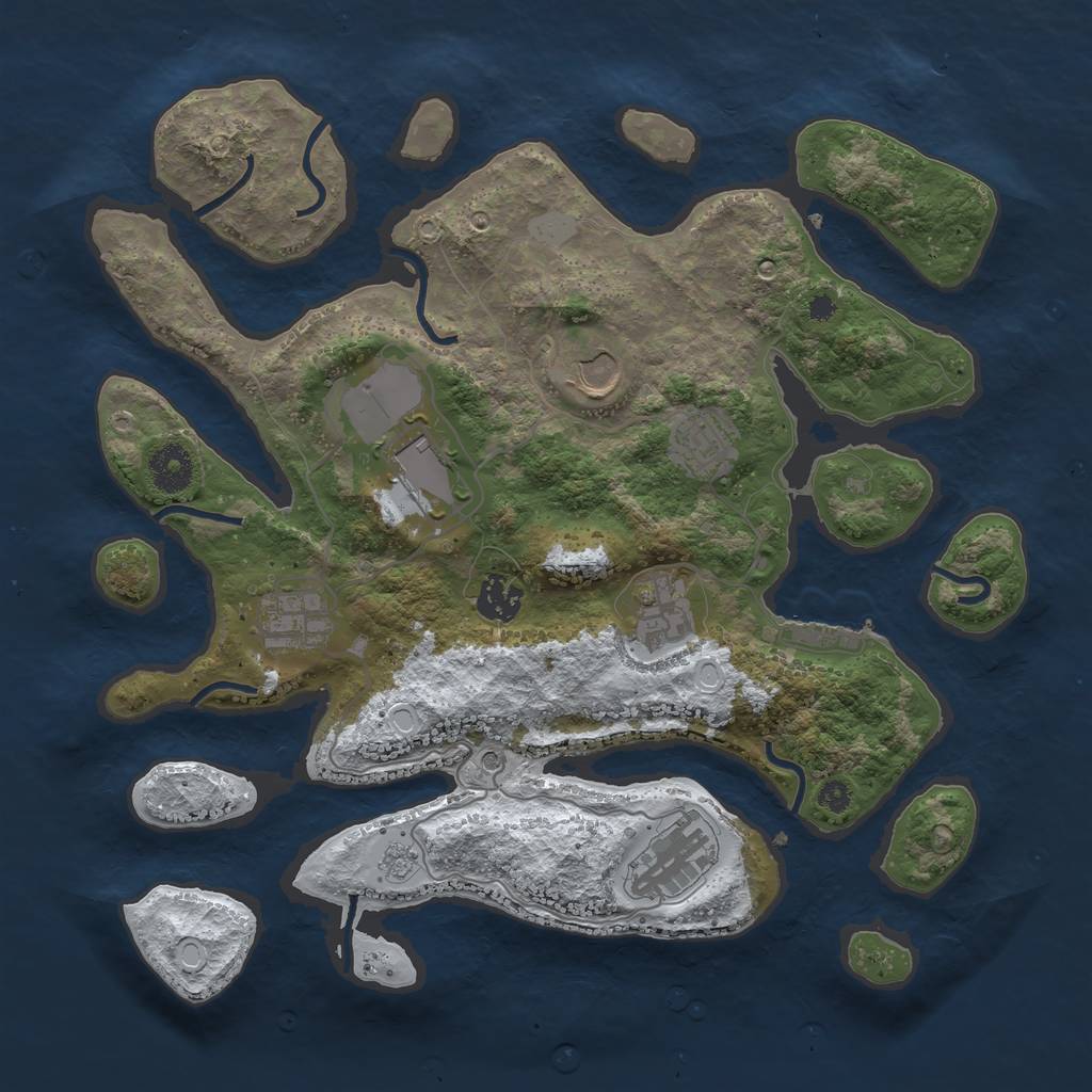 Rust Map: Procedural Map, Size: 3550, Seed: 230265, 15 Monuments