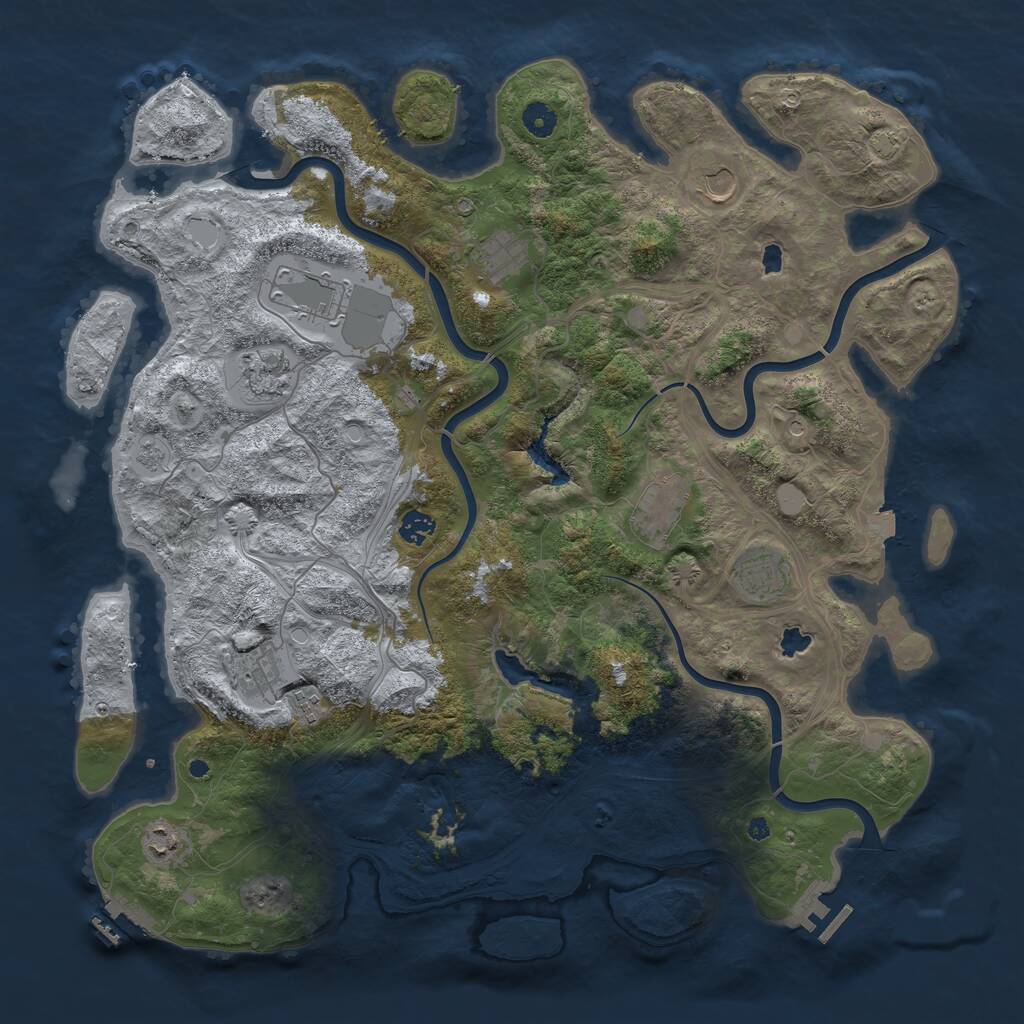Rust Map: Procedural Map, Size: 4500, Seed: 3637300, 16 Monuments