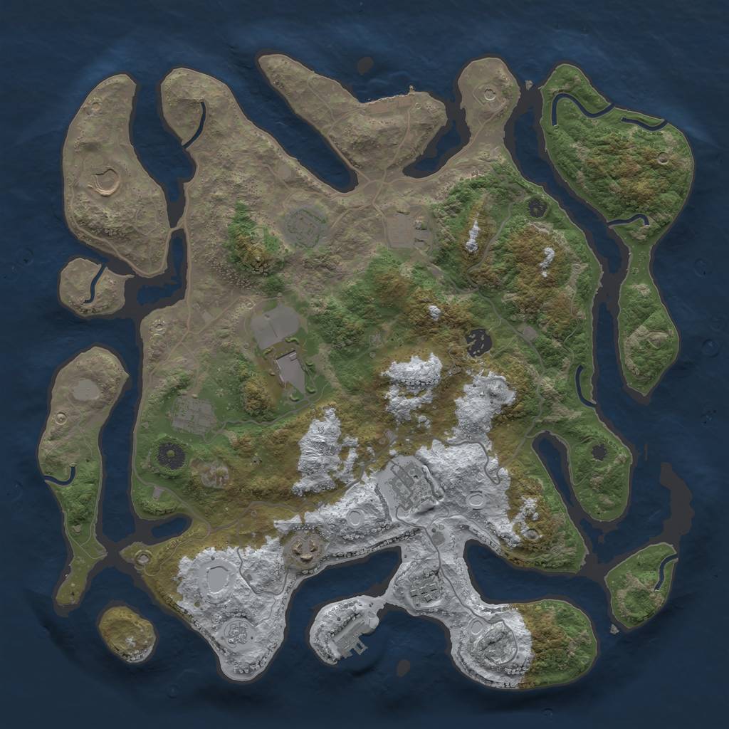 Rust Map: Procedural Map, Size: 4000, Seed: 62166, 18 Monuments