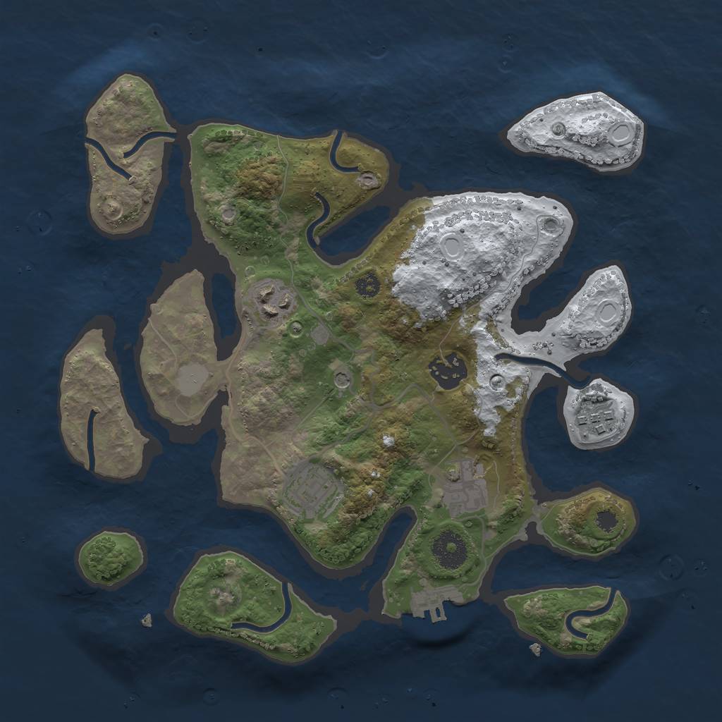 Rust Map: Procedural Map, Size: 3000, Seed: 1966, 12 Monuments