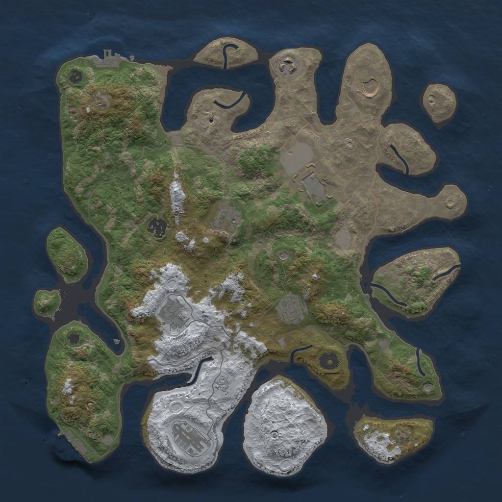 Rust Map: Procedural Map, Size: 4000, Seed: 8645, 17 Monuments