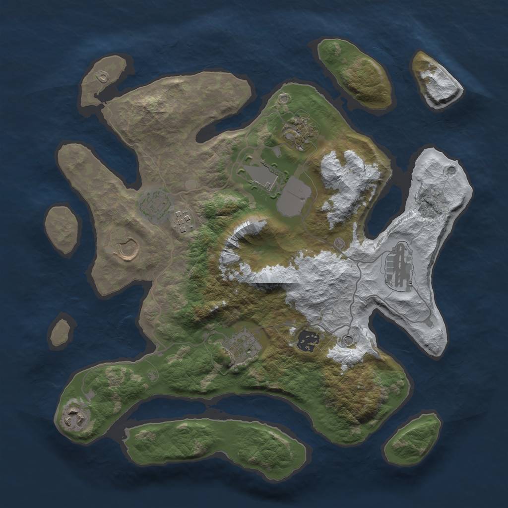 Rust Map: Barren, Size: 3500, Seed: 1757377923, 12 Monuments