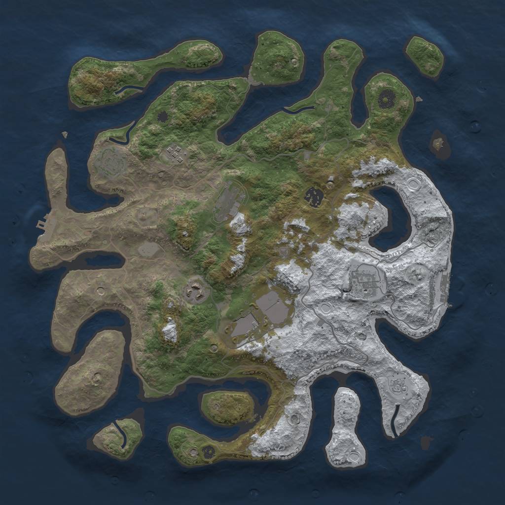 Rust Map: Procedural Map, Size: 4000, Seed: 305130, 16 Monuments