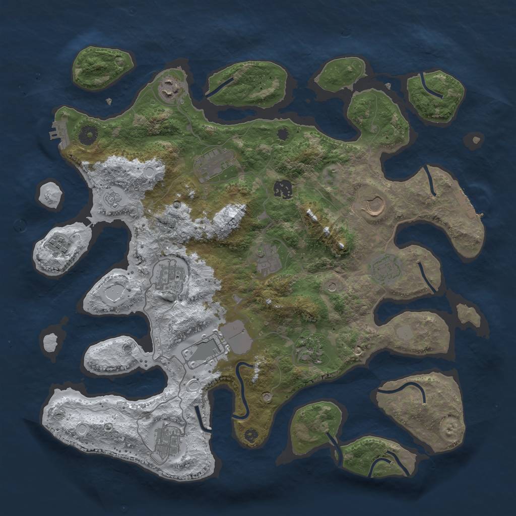Rust Map: Procedural Map, Size: 3950, Seed: 583526281, 20 Monuments