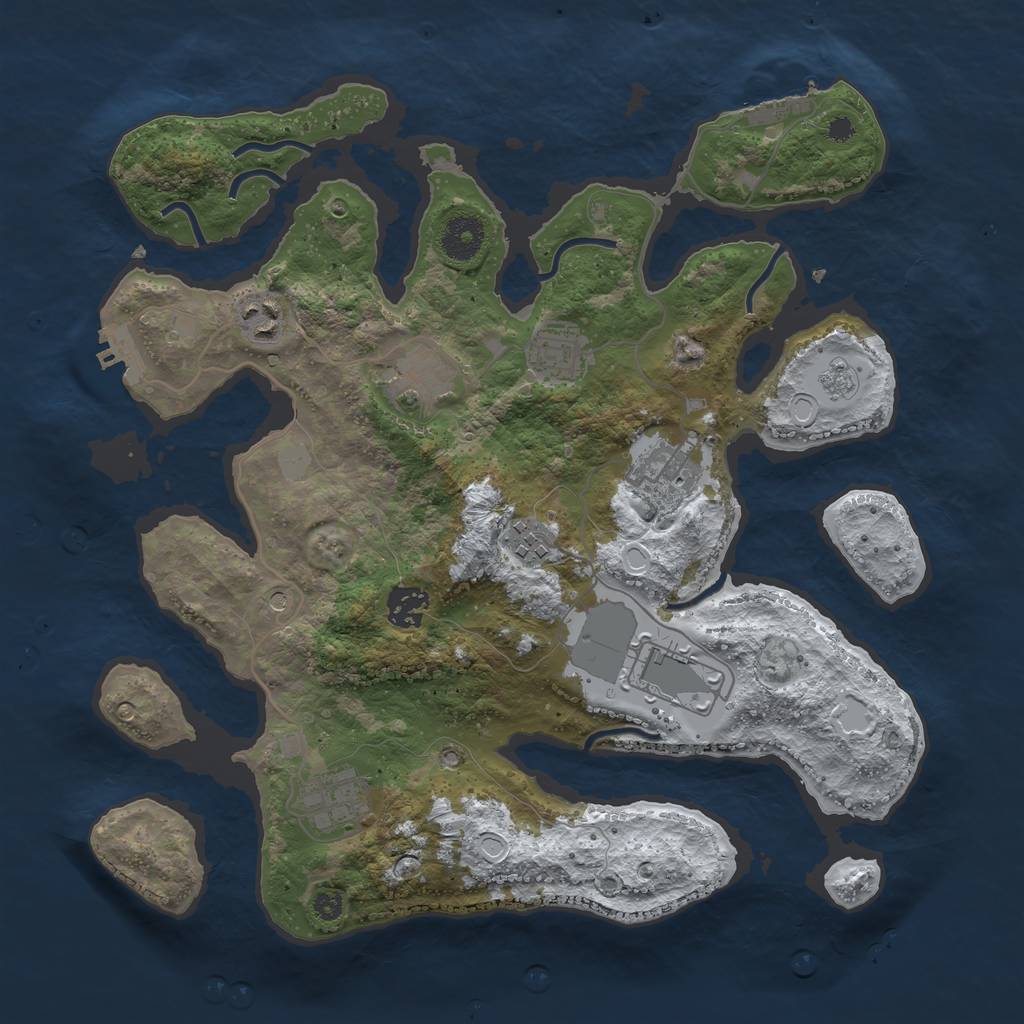 Rust Map: Procedural Map, Size: 3550, Seed: 855948, 17 Monuments