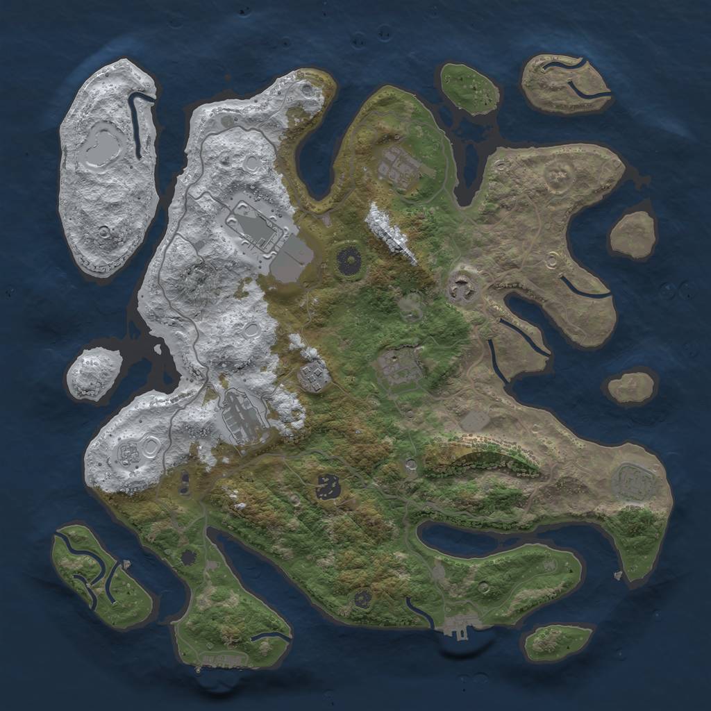 Rust Map: Procedural Map, Size: 4000, Seed: 21653, 17 Monuments