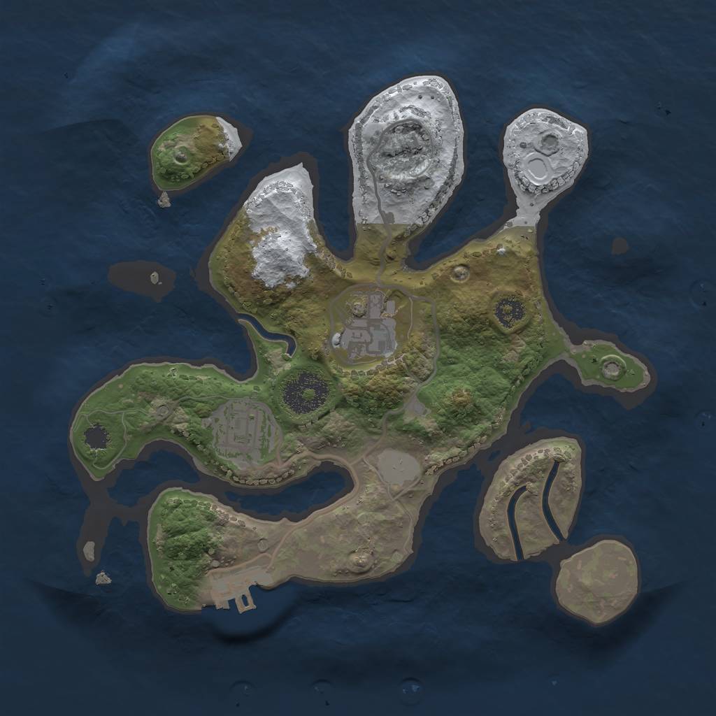 Rust Map: Procedural Map, Size: 2500, Seed: 5173928, 8 Monuments
