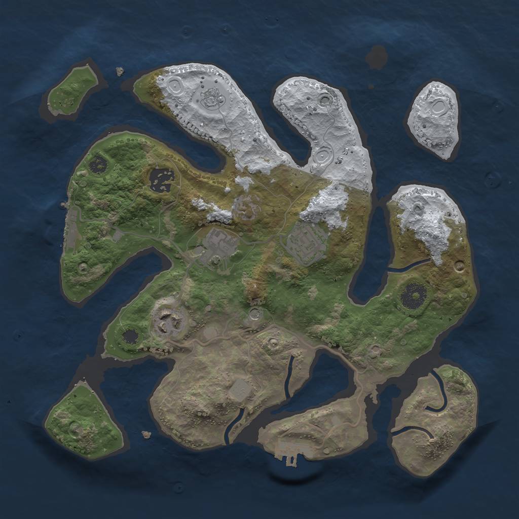 Rust Map: Procedural Map, Size: 3000, Seed: 43993290, 13 Monuments