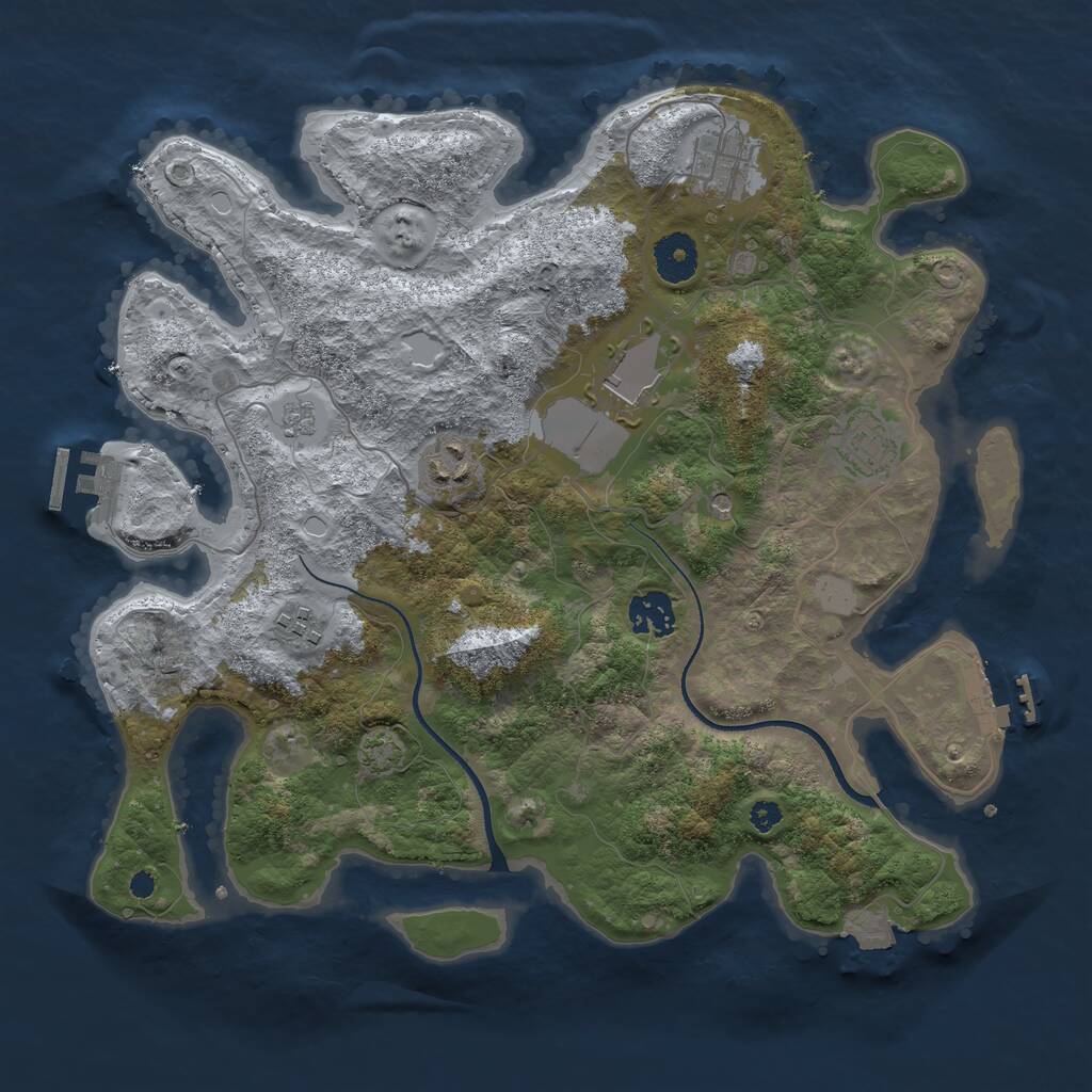 Rust Map: Procedural Map, Size: 3500, Seed: 20194, 12 Monuments