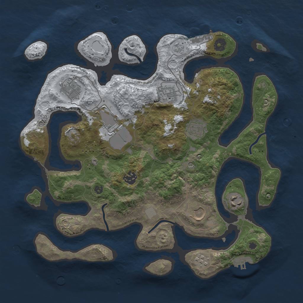 Rust Map: Procedural Map, Size: 3500, Seed: 4077, 17 Monuments