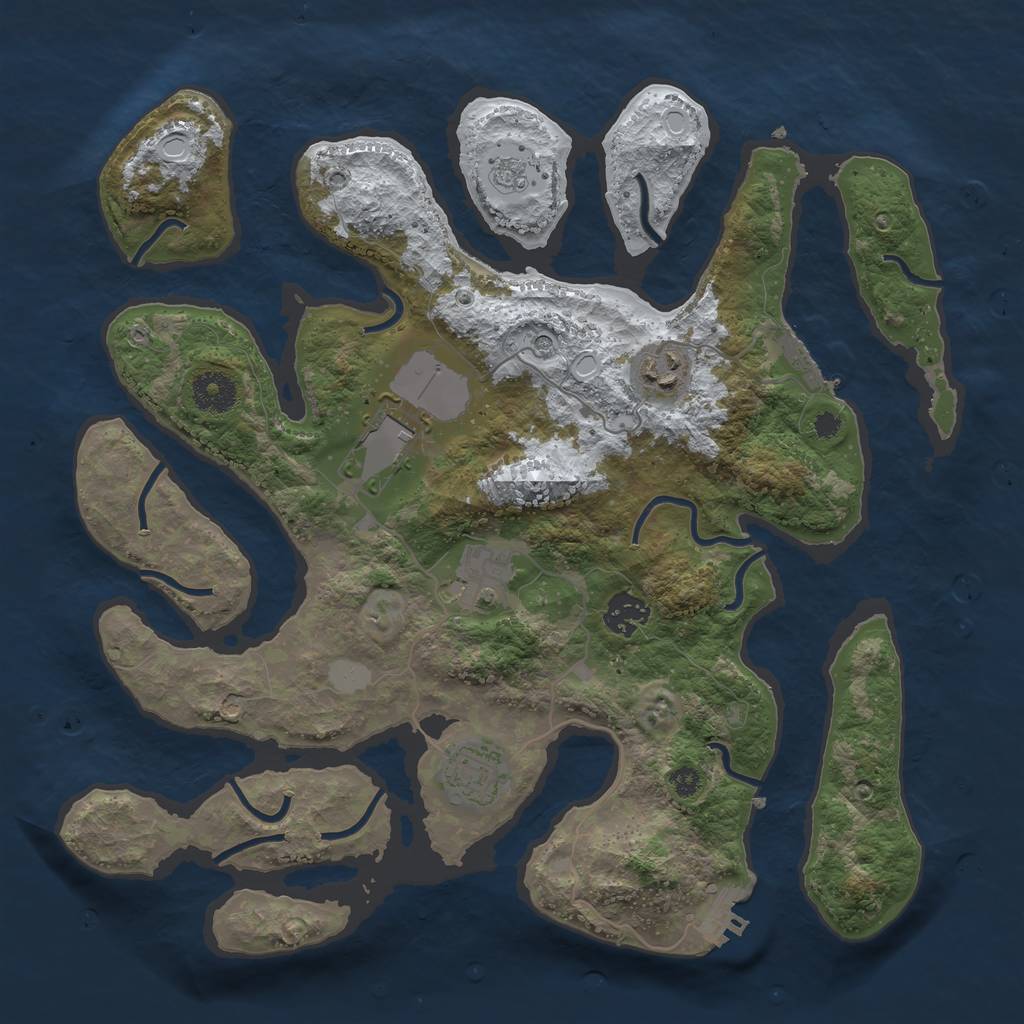 Rust Map: Procedural Map, Size: 3550, Seed: 975735, 14 Monuments
