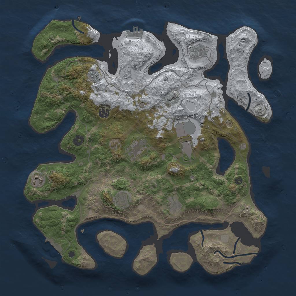 Rust Map: Procedural Map, Size: 4000, Seed: 1213653220, 17 Monuments