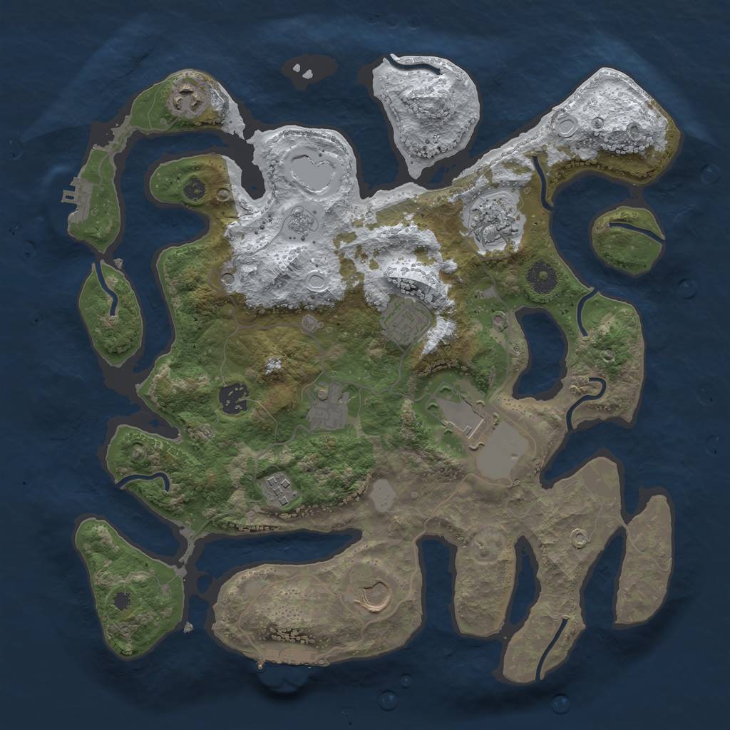 Rust Map: Procedural Map, Size: 3550, Seed: 447596, 17 Monuments