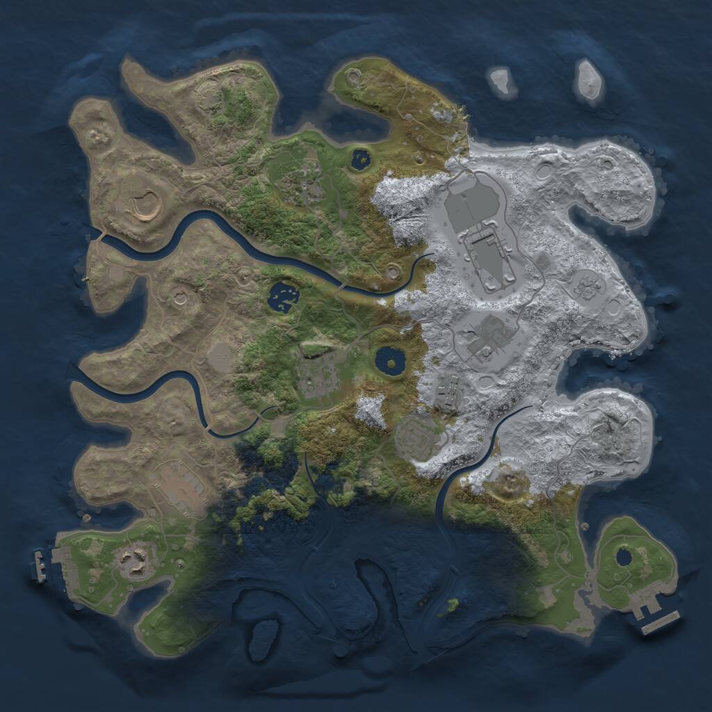 Rust Map: Procedural Map, Size: 3550, Seed: 520451, 16 Monuments