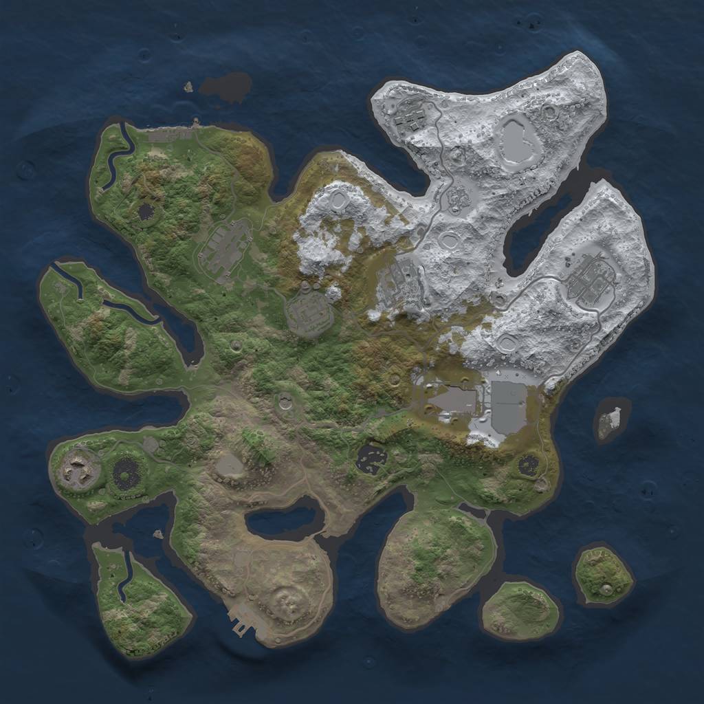 Rust Map: Procedural Map, Size: 3500, Seed: 2350472, 17 Monuments