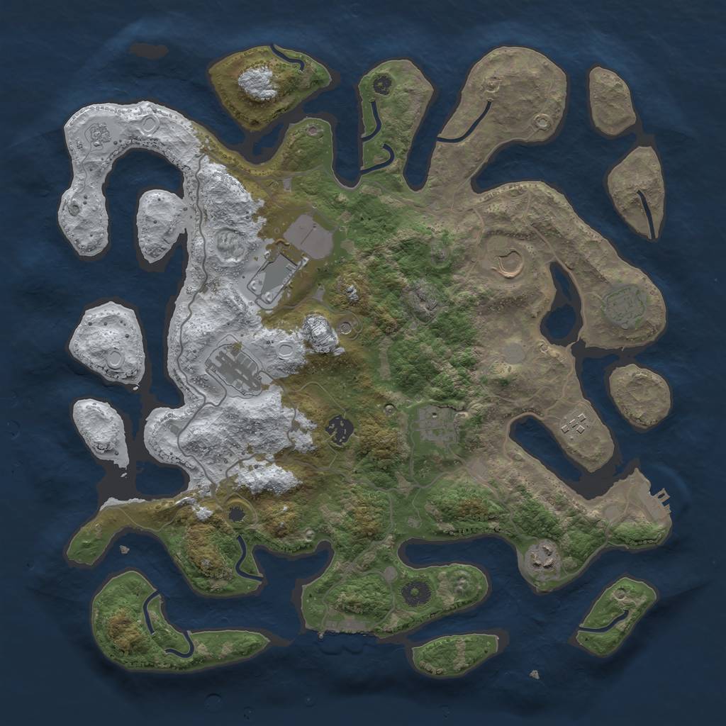 Rust Map: Procedural Map, Size: 4000, Seed: 306434, 17 Monuments