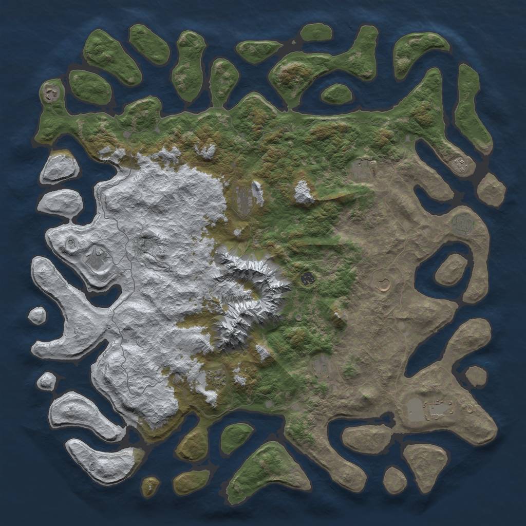 Rust Map: Barren, Size: 6000, Seed: 1978822934, 14 Monuments