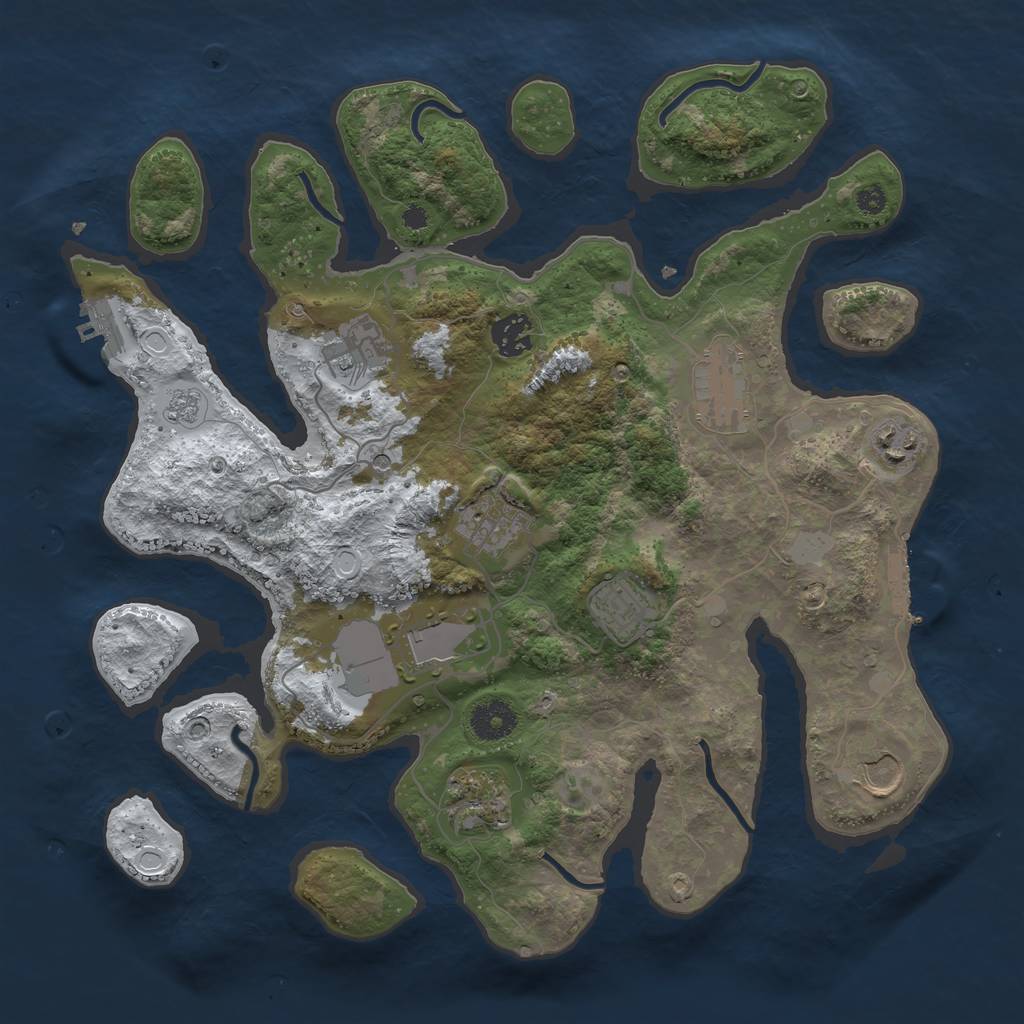 Rust Map: Procedural Map, Size: 3600, Seed: 1031779, 18 Monuments