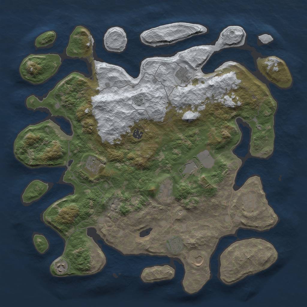 Rust Map: Barren, Size: 4500, Seed: 65, 13 Monuments