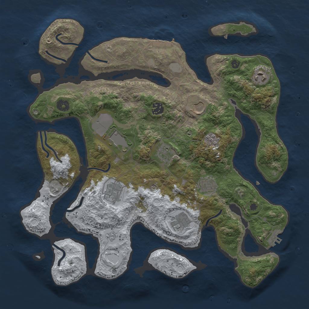 Rust Map: Procedural Map, Size: 3700, Seed: 7, 18 Monuments