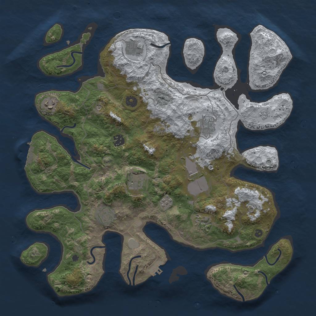 Rust Map: Procedural Map, Size: 4000, Seed: 1492, 18 Monuments