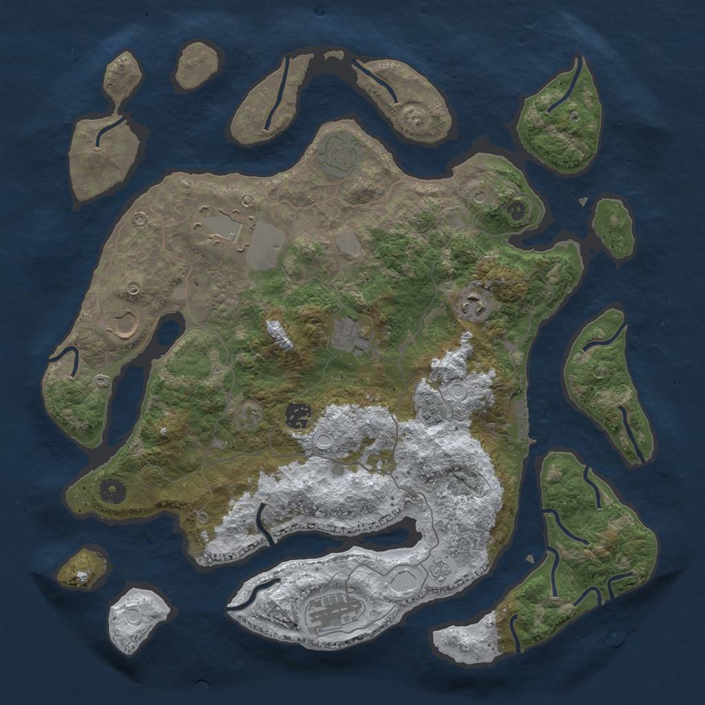 Rust Map: Procedural Map, Size: 4000, Seed: 124144, 16 Monuments