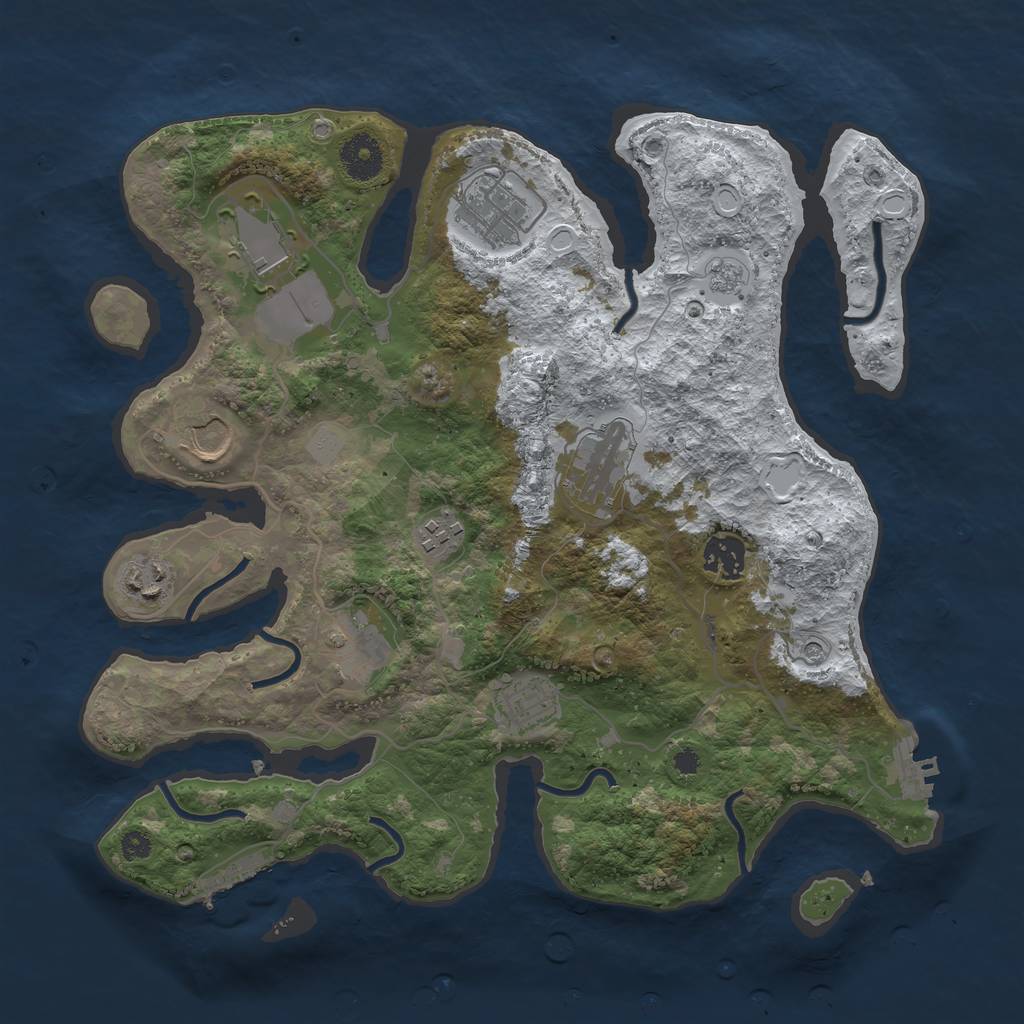 Rust Map: Procedural Map, Size: 3500, Seed: 144340, 18 Monuments
