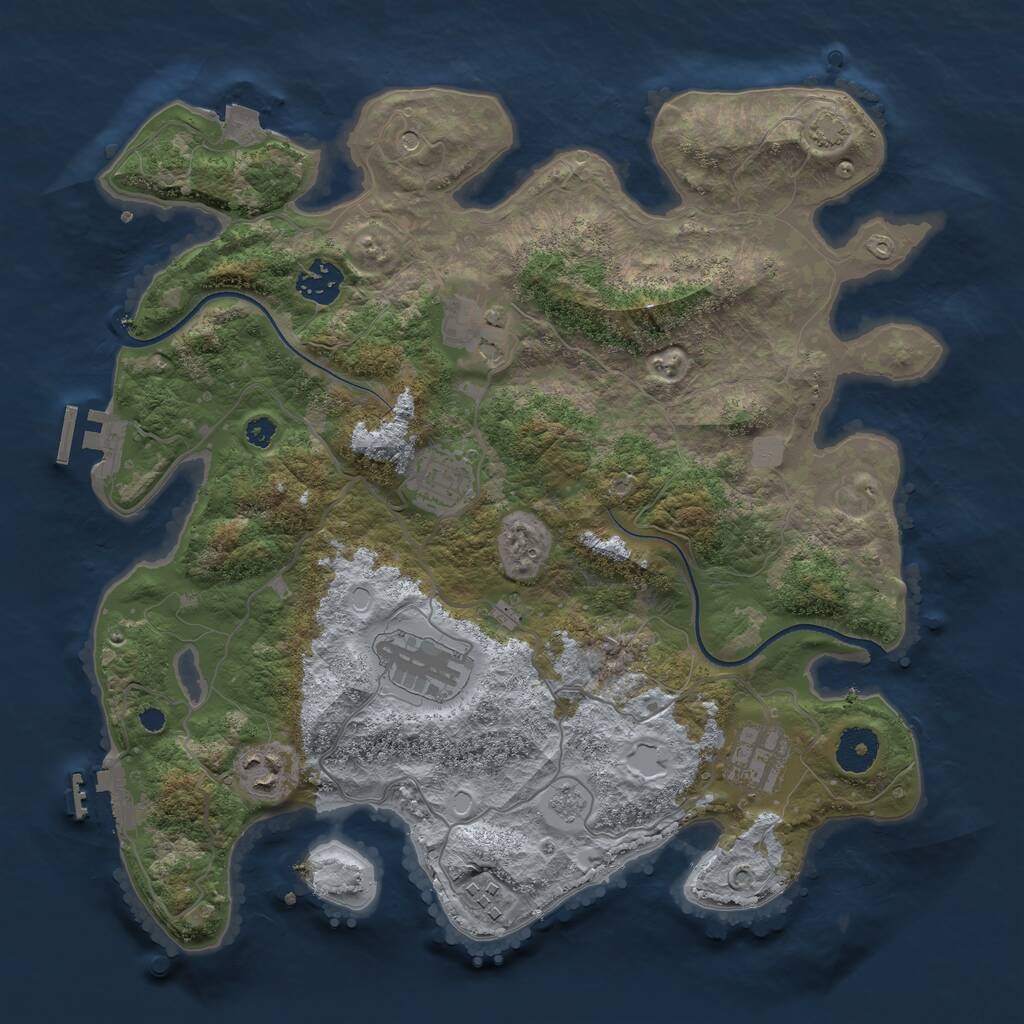 Rust Map: Procedural Map, Size: 3500, Seed: 5740273, 13 Monuments