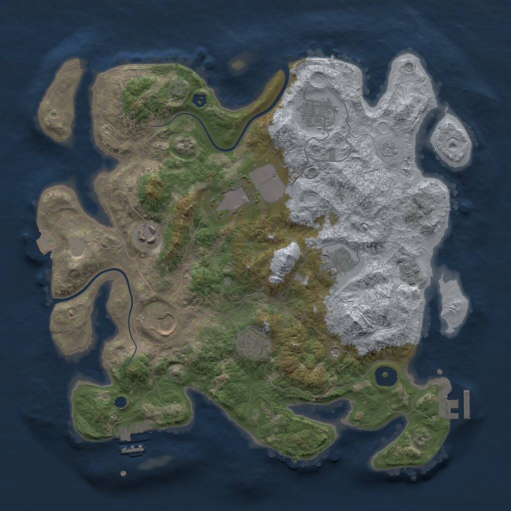 Rust Map: Procedural Map, Size: 3550, Seed: 517360, 13 Monuments