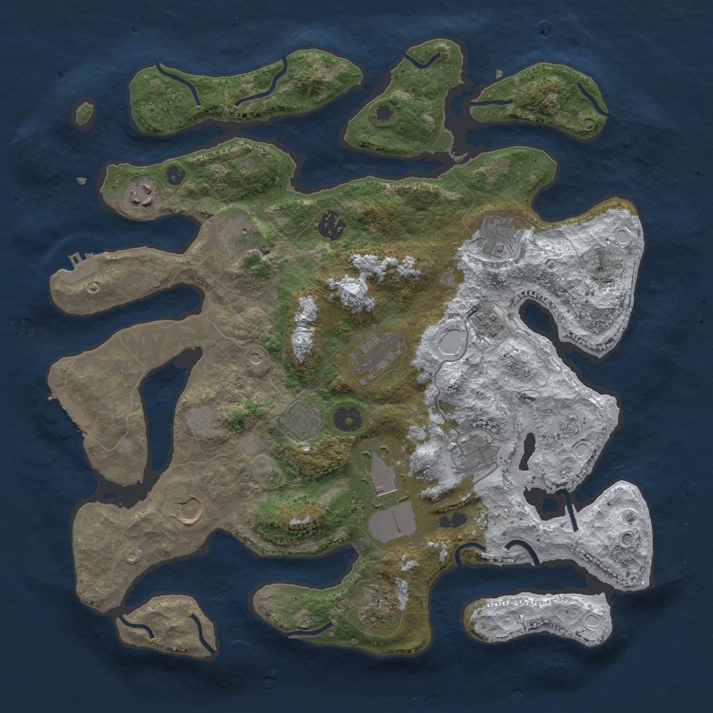 Rust Map: Procedural Map, Size: 3950, Seed: 2098338981, 20 Monuments