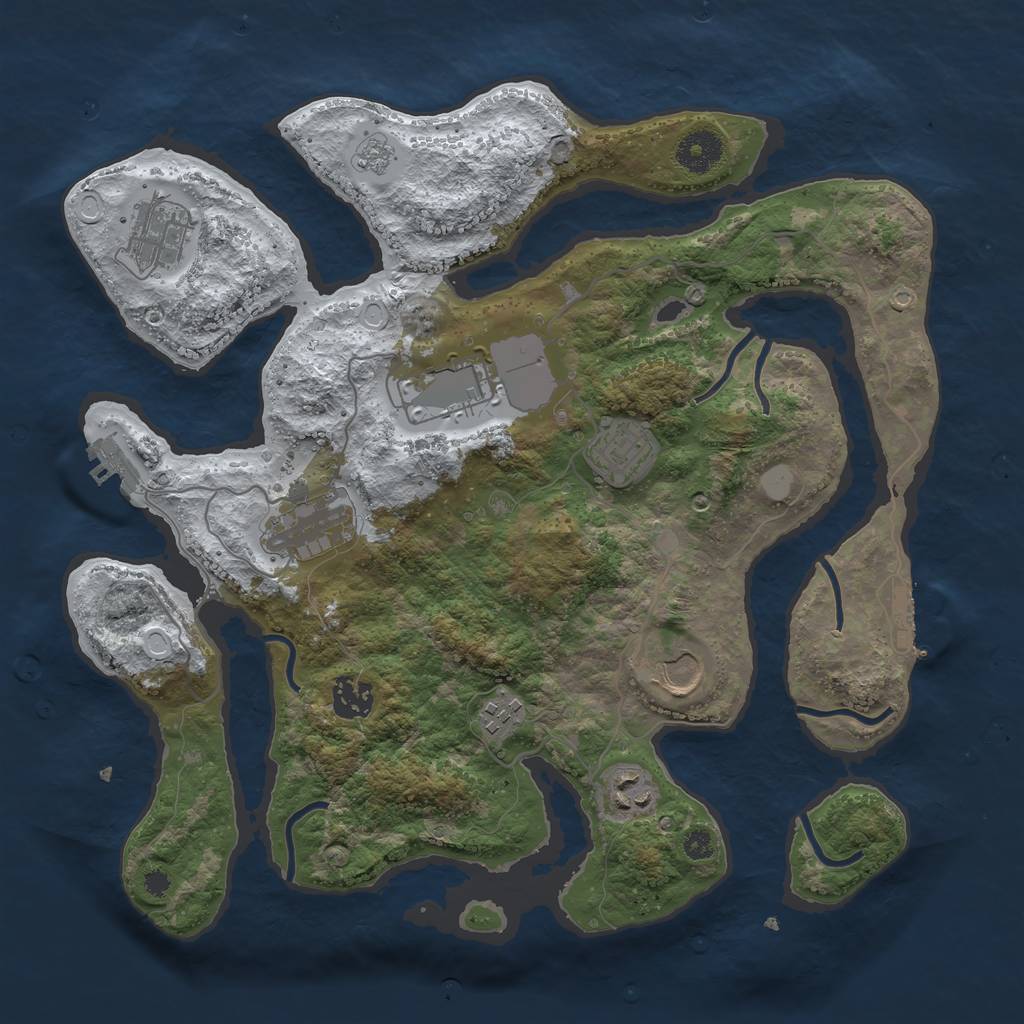 Rust Map: Procedural Map, Size: 3550, Seed: 636096, 16 Monuments