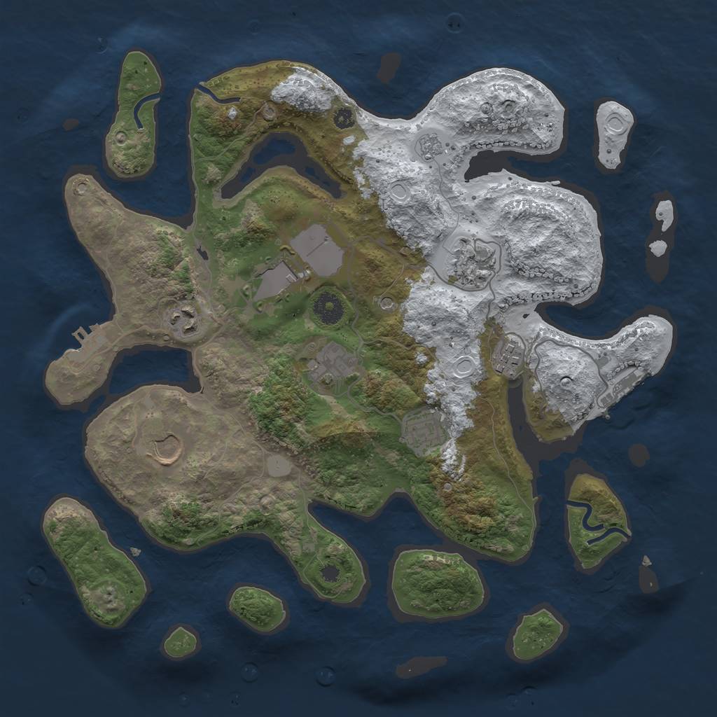 Rust Map: Procedural Map, Size: 3550, Seed: 852405, 16 Monuments