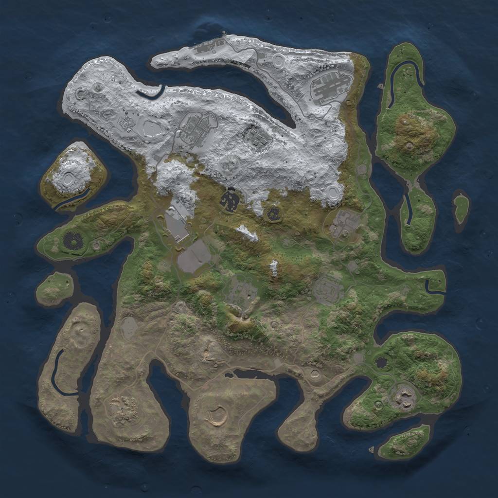 Rust Map: Procedural Map, Size: 3850, Seed: 540718730, 19 Monuments