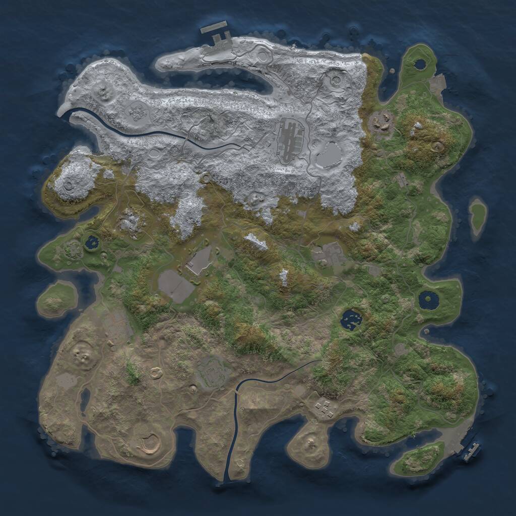 Rust Map: Procedural Map, Size: 3850, Seed: 540718730, 16 Monuments