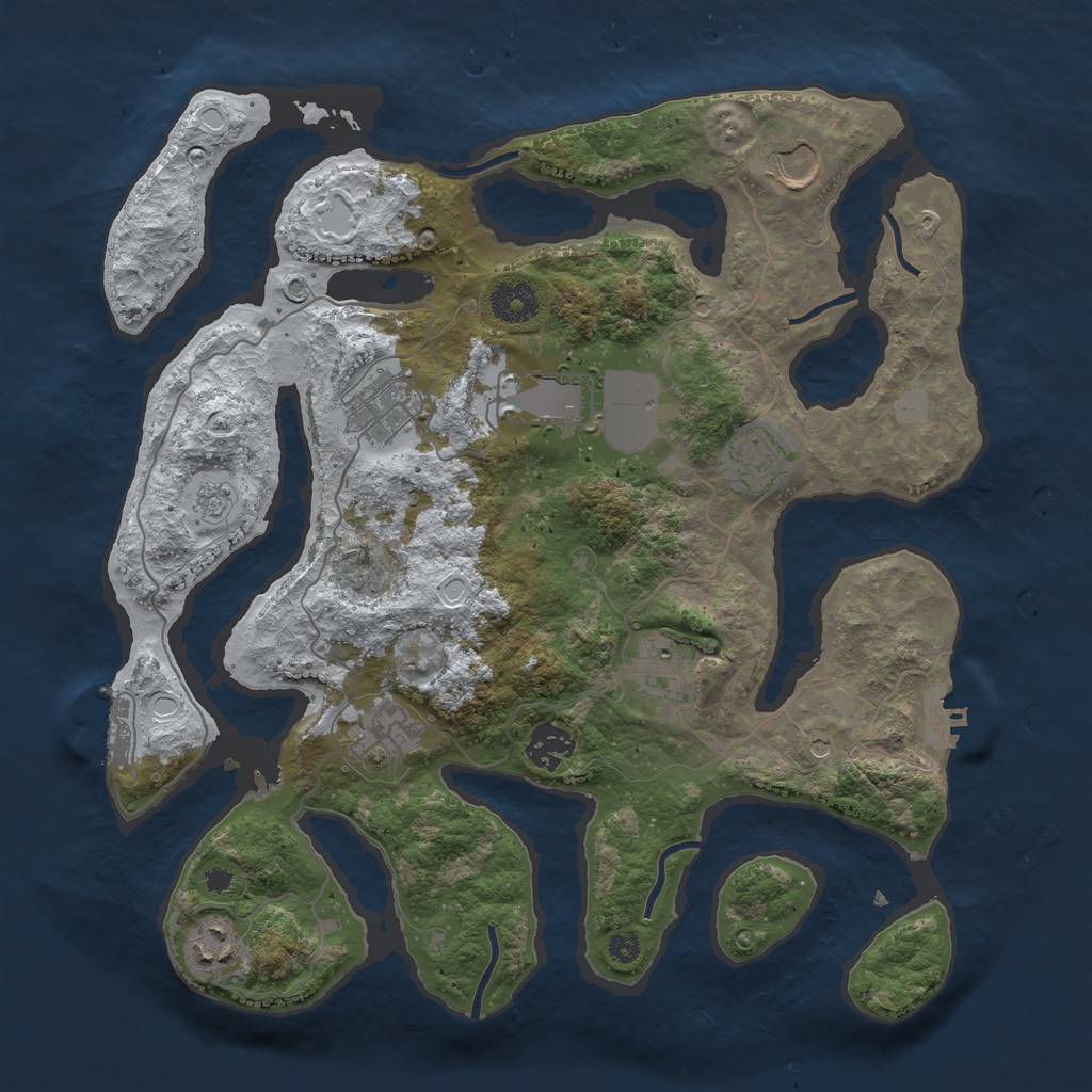 Rust Map: Procedural Map, Size: 3550, Seed: 216122, 17 Monuments