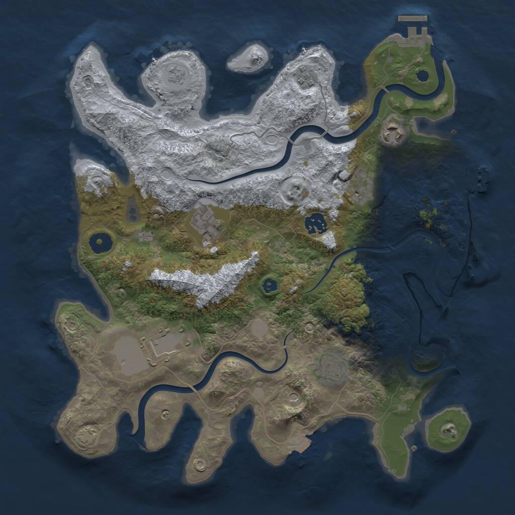Rust Map: Procedural Map, Size: 3550, Seed: 269374, 13 Monuments