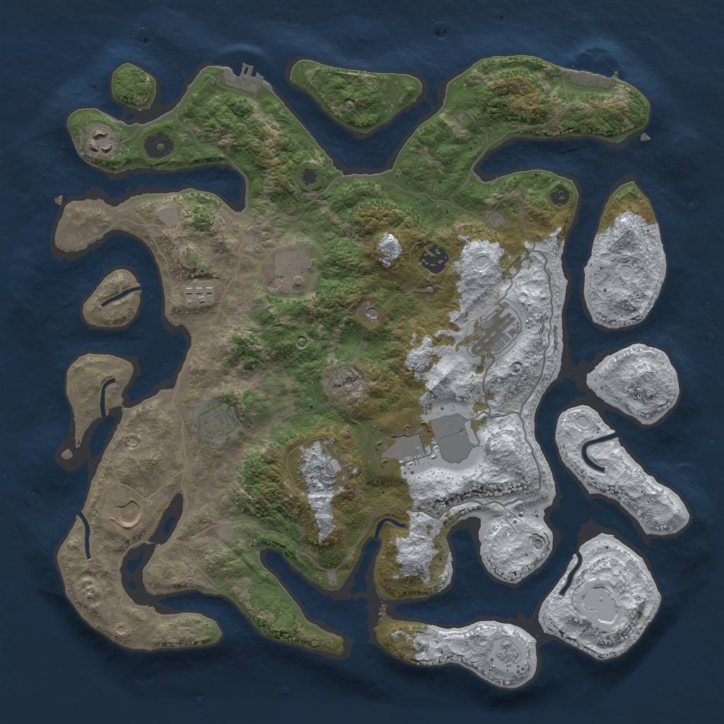 Rust Map: Procedural Map, Size: 4000, Seed: 662215, 18 Monuments